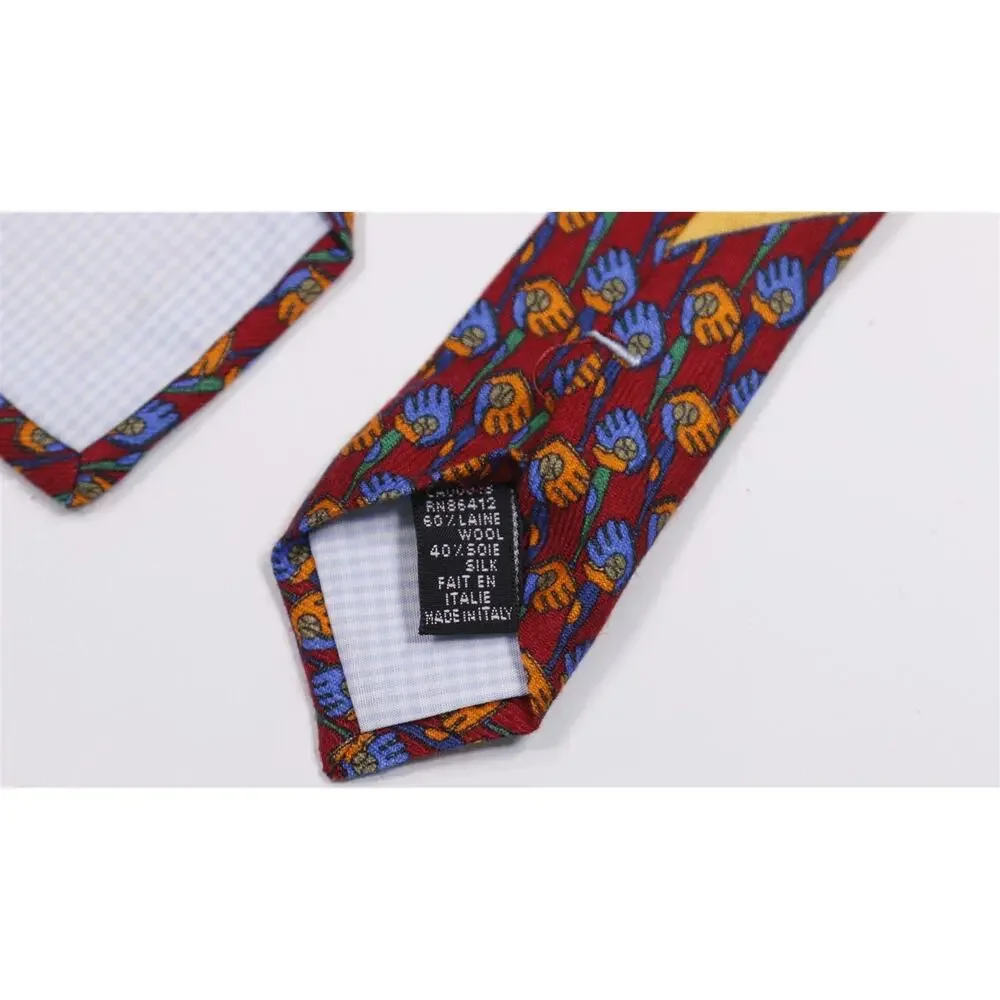 Marchesi di Como Red Blue Baseball Gloves Bats Wool Silk Necktie Tie